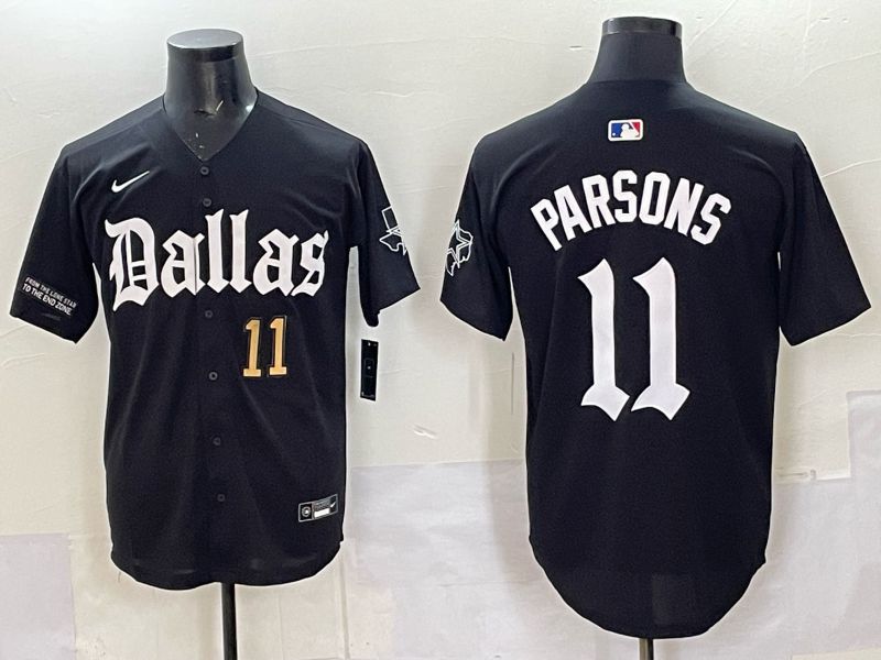 Men 2025 Nike Dallas Cowboys #11 Parsons Black 5th generation Joint Name Limited NFL Jersey 013